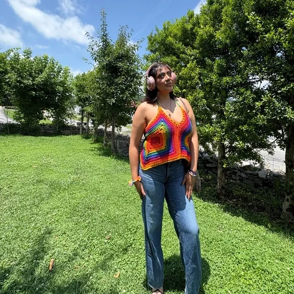 Multicolor Crochet Halter Top - Picture 6 of 6